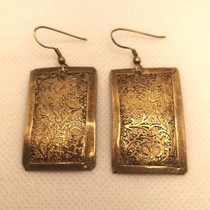 Handmade Vintage Brass Etched Earrings